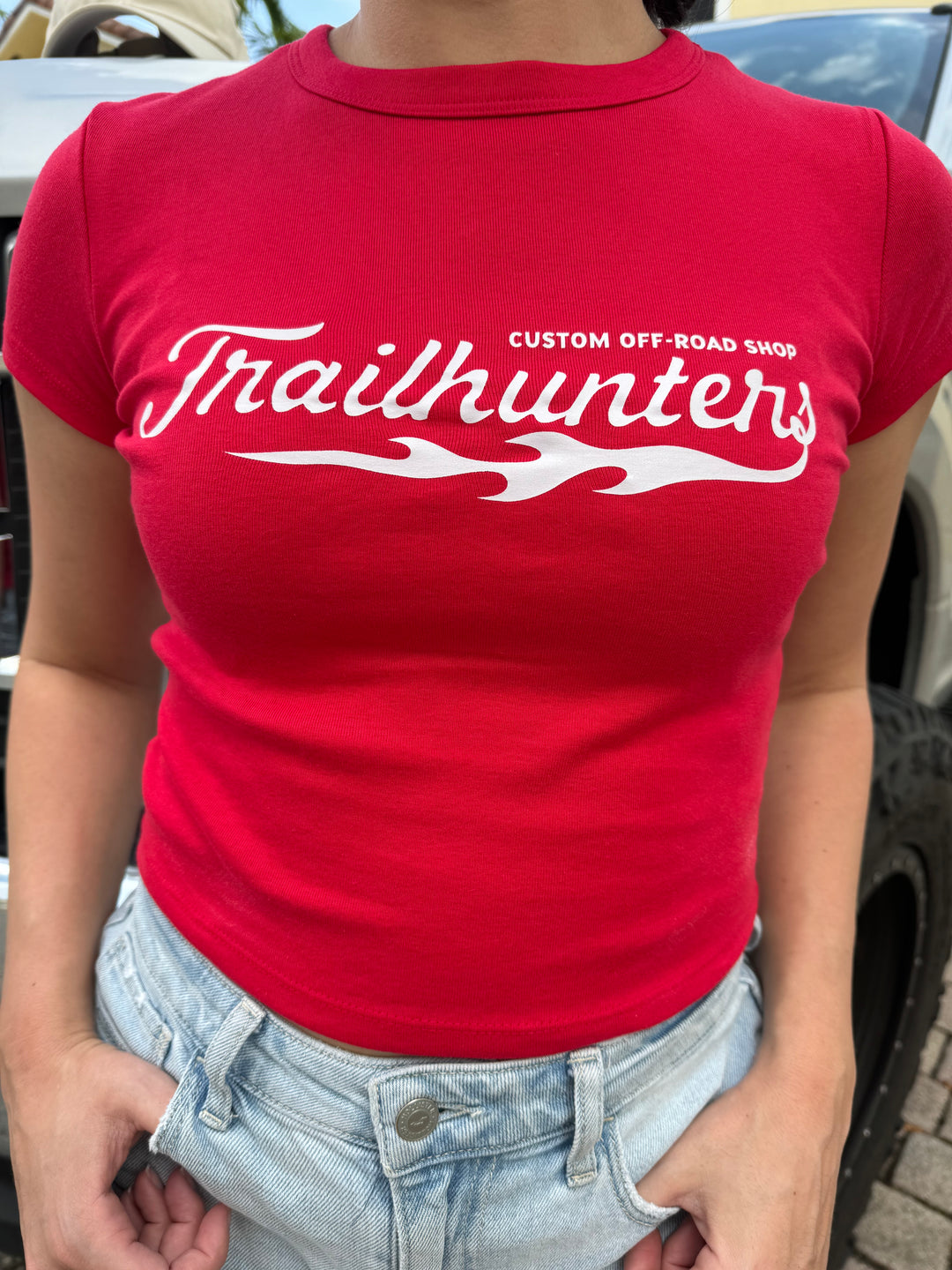 Trailhunnies Flamin' Crop Tee (Red)